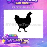 Free Black Chicken Silhouette Free Walking Farm Animal Design Free SVG - Instant Download