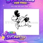 Free Happy Running Chicken Free Cartoon Flying Action Chicken Silhouette Free SVG - Instant Download