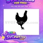 Free Black Chicken Silhouette Free Standing Farm Bird Rooster Design Free SVG - Instant Download