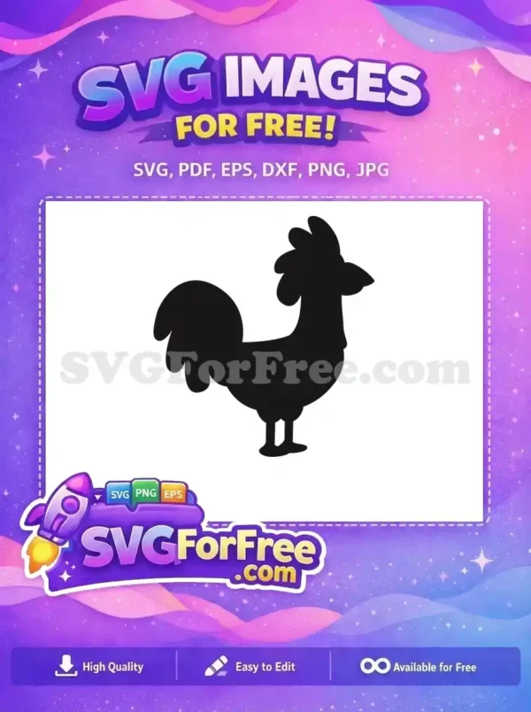 Free rooster silhouette SVG, a versatile farm animal design for crafting. Download this free vector art for your projects today!