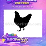 Free Standing Black Hen Free Detailed Poultry Outline Chicken Silhouette Free SVG - Instant Download