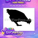 Free Black Silhouette Free Pecking Chicken Farm Animal Free SVG - Instant Download