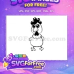 Free Cute Sparkly Eye Chicken Free Black Silhouette Farm Animal Free SVG - Instant Download
