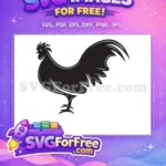 Free Black Rooster Silhouette Free Proud Standing Farm Animal Free SVG - Instant Download