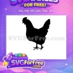 Free Black Standing Hen Free Farm Poultry Chicken Silhouette Free SVG - Instant Download
