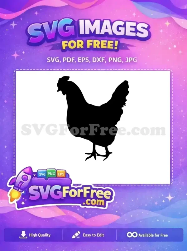 A free chicken silhouette design, crisp and clean, ideal for various crafting projects. Download this free vector now!