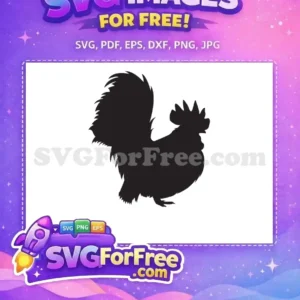 Proud Rooster Silhouette: Free SVG Design for You! A stunning free rooster silhouette design, showcasing a proud bird with a detailed comb and tail. Perfect free vector for crafts.