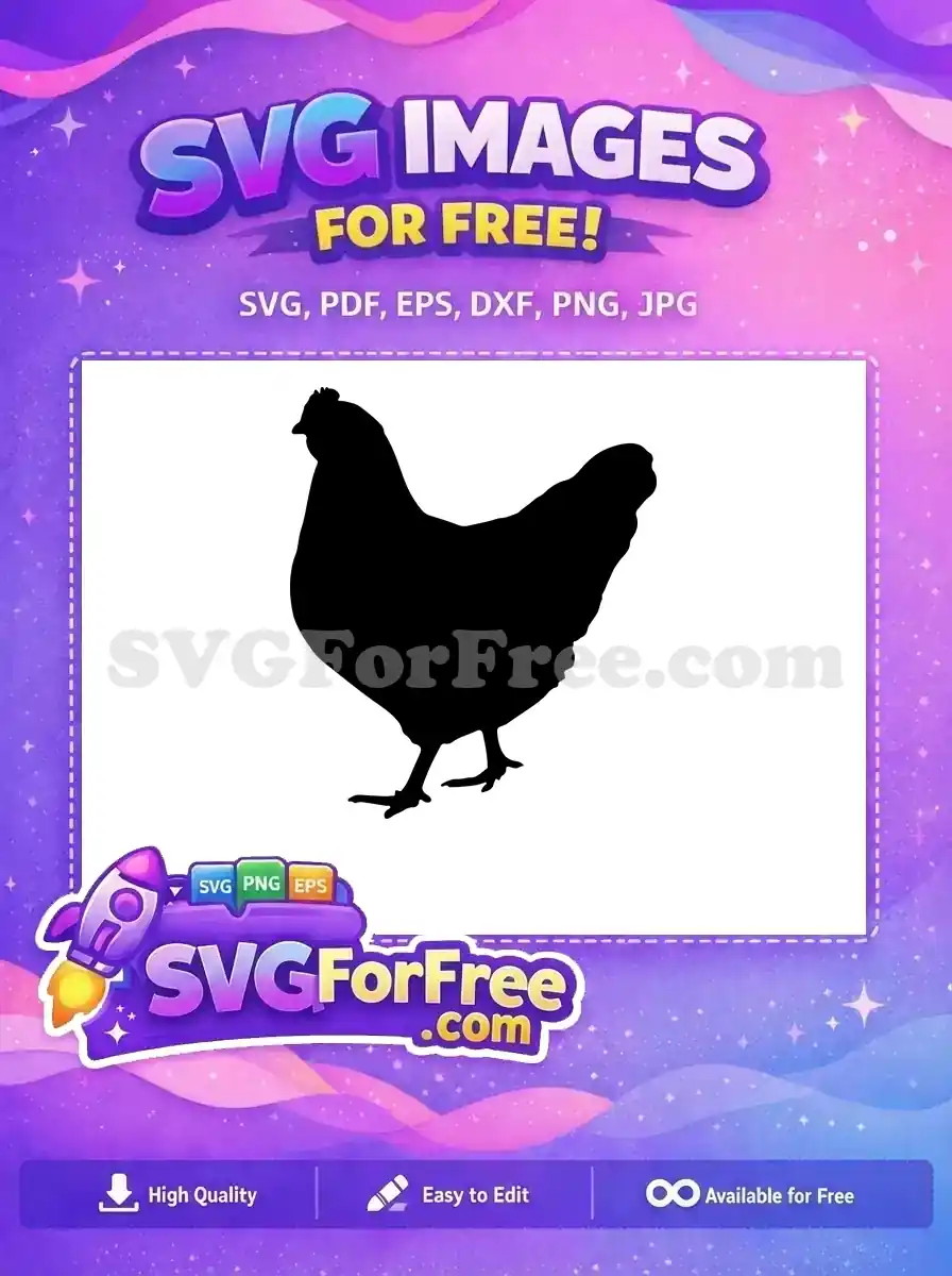 A free chicken silhouette design, crisp and clean, ideal for various creative projects. Download this free vector for instant use.
