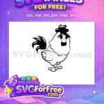 Free Cute Surprised Chicken Free Black Silhouette Design Farm Animal Free SVG - Instant Download
