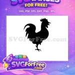 Free Black Crowing Rooster Free Detailed Farm Animal Silhouette Free SVG - Instant Download