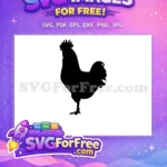 Free Detailed Black Chicken Free Farm Animal Silhouette Free SVG - Instant Download