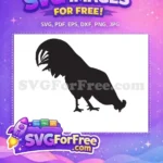 Free Black Pecking Chicken Free Farm Animal Silhouette Barnyard Free SVG - Instant Download