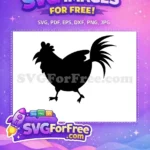 Free Walking Rooster Silhouette Free Black Farm Animal Design Free SVG - Instant Download
