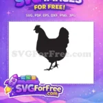 Free Proud Black Standing Free Chicken Silhouette Farm Animal Free SVG - Instant Download