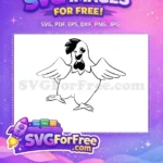 Free Happy Cartoon Chicken Free Black White Outline Chicken Silhouette Free SVG - Instant Download