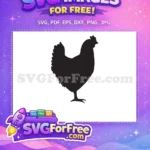 Free Black Rooster Hen Free Farm Poultry Outline Animal Design Free SVG - Instant Download