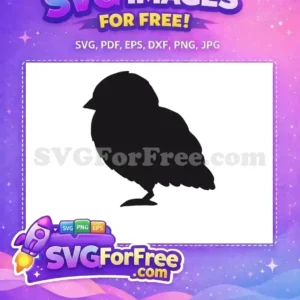 Cute Free Chick Silhouette SVG – Adorable Free Bird Design A delightful free SVG silhouette of a fluffy baby bird or chick, facing left with a small beak. Enjoy this free design!