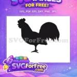 Free Rooster Silhouette Free Black Crowing Chicken Farm Animal Free SVG - Instant Download