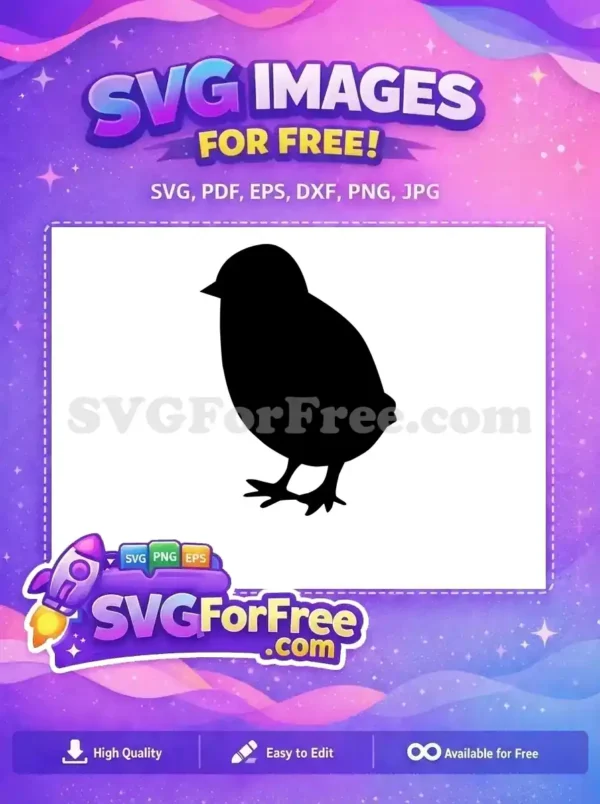 A charming free chick silhouette design, ideal for various creative projects. This free SVG is ready to use!
