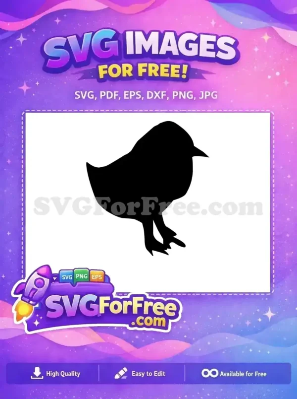 A charming free chick silhouette, perfect for digital crafts. This free bird design offers simple, elegant lines for any project.