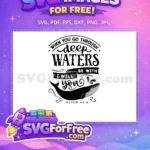 Free Black Whale Design Free Deep Waters Scripture Christian Quotes Free SVG - Instant Download