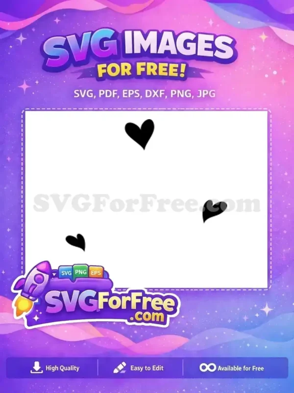 Three simple, hand-drawn black hearts scattered on a white background, offered as a versatile free SVG design. Download this free art!