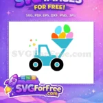 Free Blue Tractor Colorful Flowers Free Easter Eggs Christian Celebration Free SVG - Instant Download