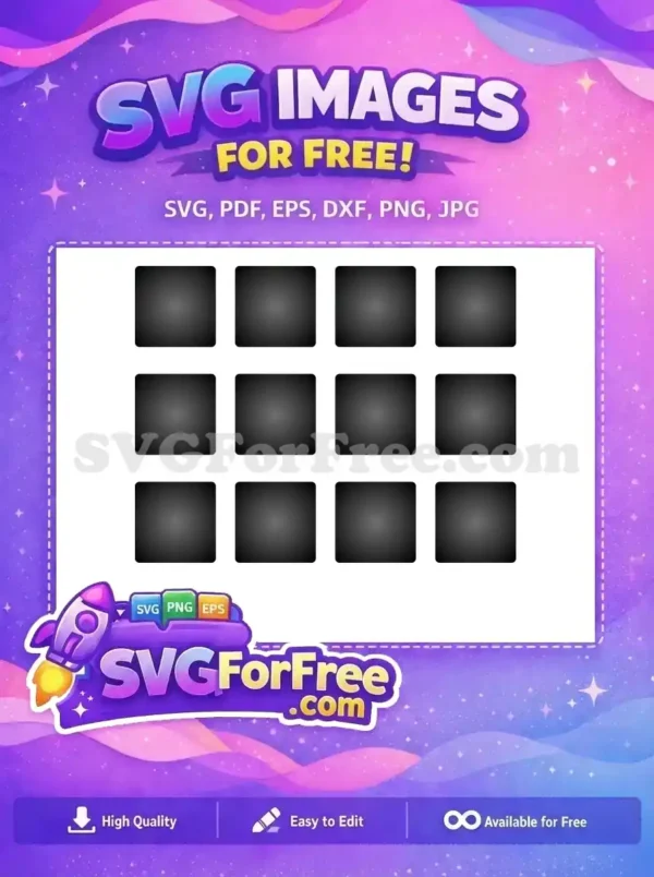 A free design featuring a 3x4 grid of black rounded squares with subtle radial gradients, ideal for modern interfaces. Free download!