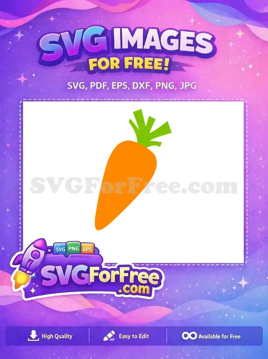 A vibrant free carrot SVG design, featuring a bright orange root and fresh green leaves, ideal for healthy concepts.