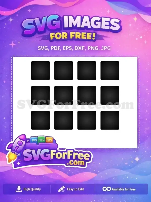 A free grid design showcasing twelve sleek black rounded squares with subtle gradients, ideal for modern UI elements. Download this free resource today!