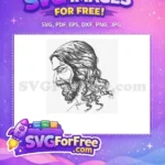Free Contemplative Jesus Sketch Free Long Hair Beard Christian Free SVG - Instant Download