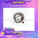 Free Stylized Crown of Thorns Free Sacred Jesus Portrait Christian Art Free SVG - Instant Download