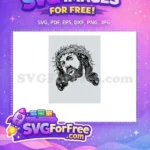 Free Detailed Jesus Face Free Crown of Thorns Christian Religious Free SVG - Instant Download