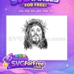 Free Crown of Thorns Sketch Free Sorrowful Face Jesus Christ Christian Free SVG - Instant Download