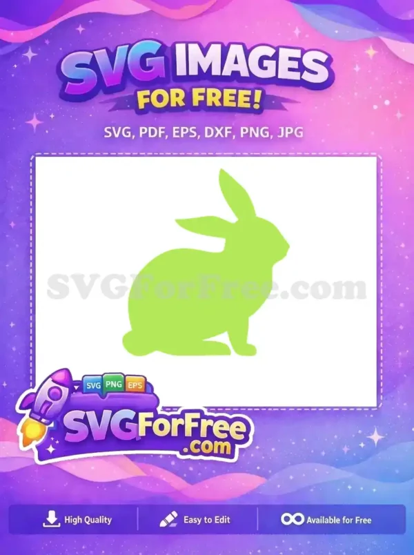 A vibrant lime green rabbit silhouette, sitting peacefully. This free SVG design is ideal for various creative projects.