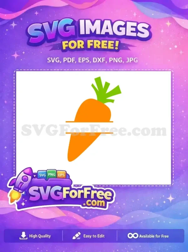 A vibrant free carrot split monogram SVG, featuring bold orange and green, ideal for personalized crafts. Download this free design!