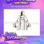 Free Serene Jesus Sacred Heart Free Outstretched Arms Robes Christian Free SVG - Instant Download