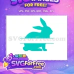 Free Teal Rabbit Free Split Monogram Christian Easter Free SVG - Instant Download