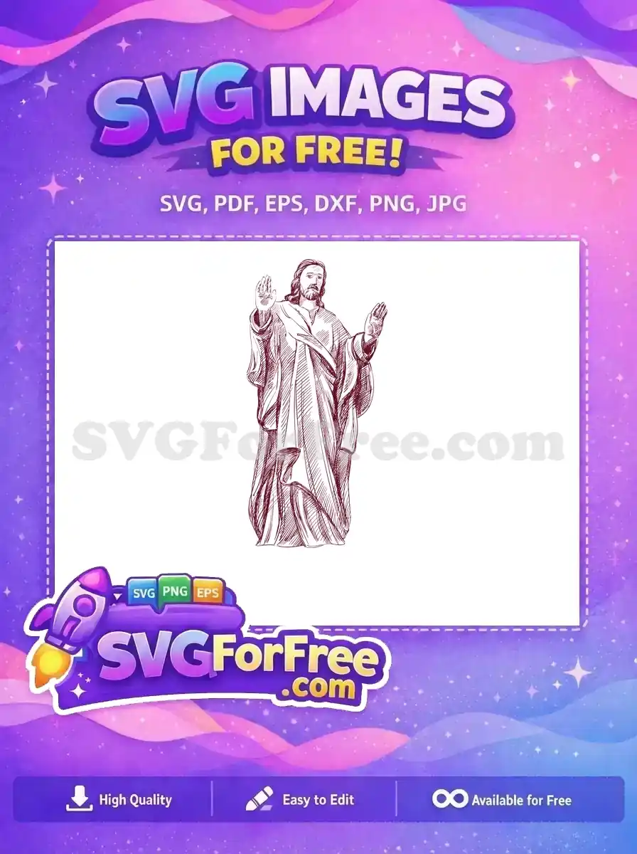 Free Jesus Christ sketch featuring a full-body, hand-drawn style, ideal for diverse spiritual and religious designs.