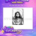 Free Jesus Christ Sketch Free Black and White Christian Free SVG - Instant Download