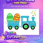 Free Decorated Easter Eggs Free Blue Train Floral Christian Easter Free SVG - Instant Download