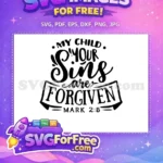 Free Forgiven Sins Text Free Mark 2-5 Scripture Christian SVG Free SVG - Instant Download