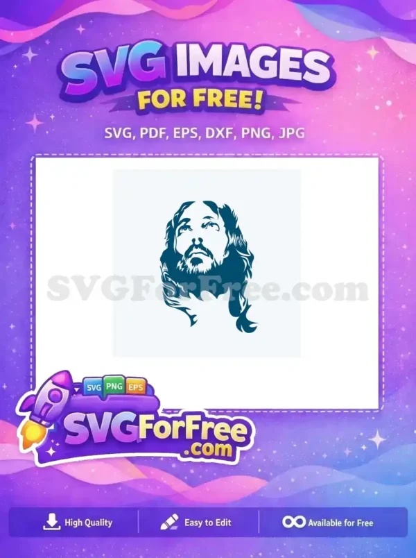 A compelling free vector image of Jesus Christ's head, gazing upwards, perfect for spiritual designs and free projects.