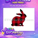 Free Red Plaid Free Bunny Christian Easter Free SVG - Instant Download
