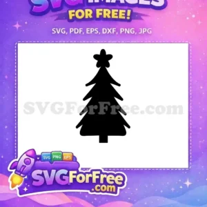A charming free black silhouette of a Christmas tree adorned with a star, ideal for festive craft designs. This free vector is perfect for holiday projects.