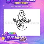 Free Happy Snowman Hat Free Striped Scarf Buttons Christmas Free SVG - Instant Download