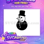 Free Happy Snowman Free Black Hat Buttons Christmas Decoration Free SVG - Instant Download