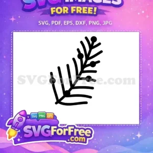 A free design featuring a minimalist black outline of a festive branch with berries, ideal for free holiday crafts and digital projects. Instantly enhance your creations with this free SVG.
