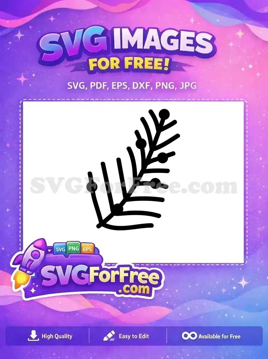 A free design featuring a minimalist black outline of a festive branch with berries, ideal for free holiday crafts and digital projects. Instantly enhance your creations with this free SVG.
