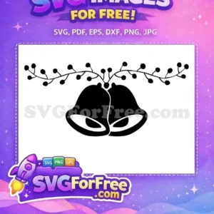 Free bells and berry branch SVG design, a charming silhouette perfect for celebrations, weddings, or holiday crafts. Download this free vector!